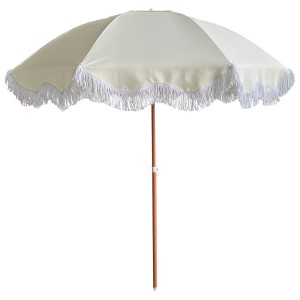Fringe Outdoor Beach Umbrella with Tassel Trim